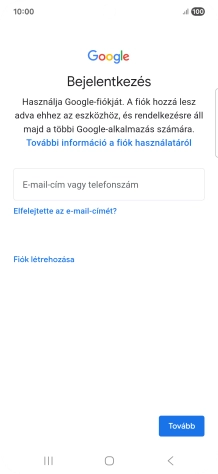 Amennyiben nincs Google-fiókod, válaszd a Fiók létrehozása lehetőséget, és kövesd a képernyőn megjelenő utasításokat egy új fiók létrehozásához.