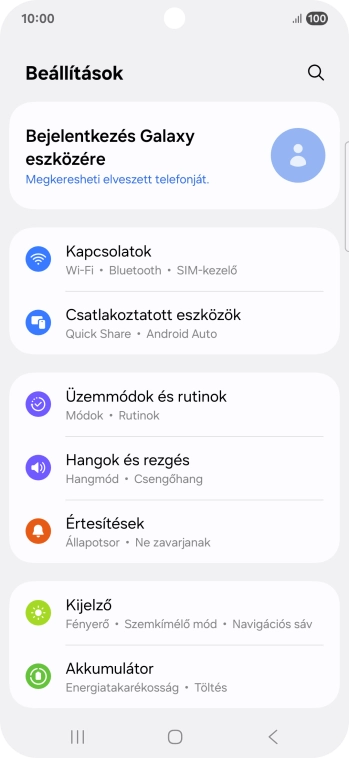 Válaszd a Kapcsolatok lehetőséget.