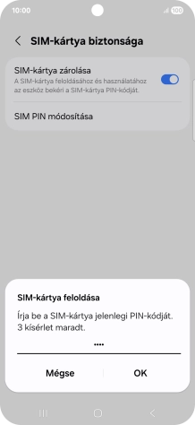 Írd be a PIN-kódot, és válaszd az OK lehetőséget.