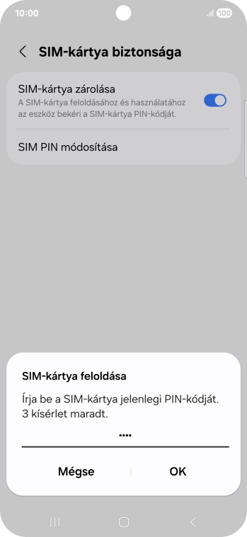 Írd be a PIN-kódot, és válaszd az OK lehetőséget.