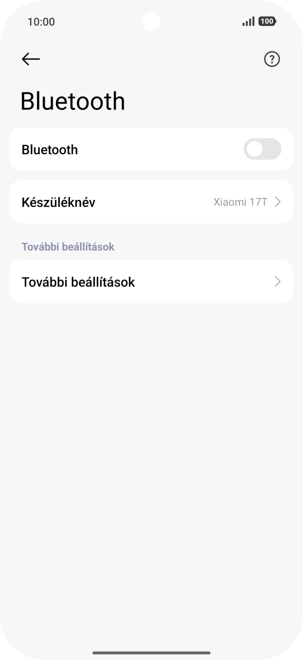 Kattints a „Bluetooth” melletti csúszkára a funkció bekapcsolásához. Kattints a „Bluetooth” melletti csúszkára a funkció bekapcsolásához.