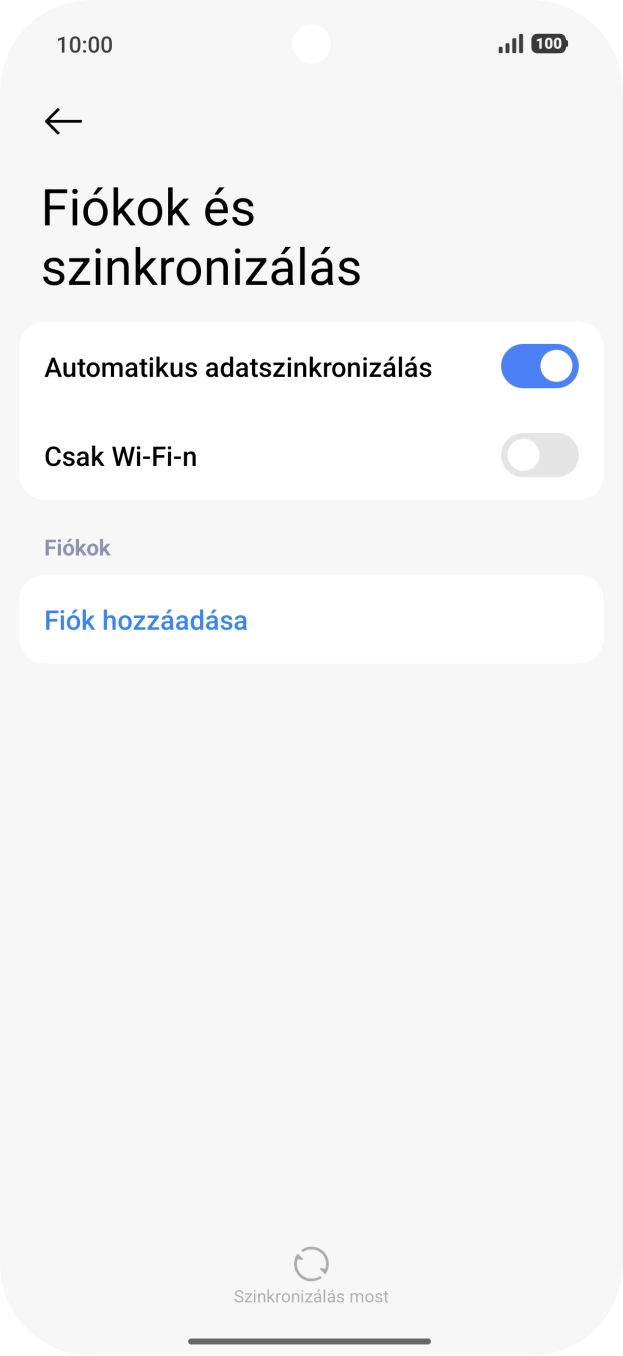 Válaszd a Fiók hozzáadása lehetőséget.