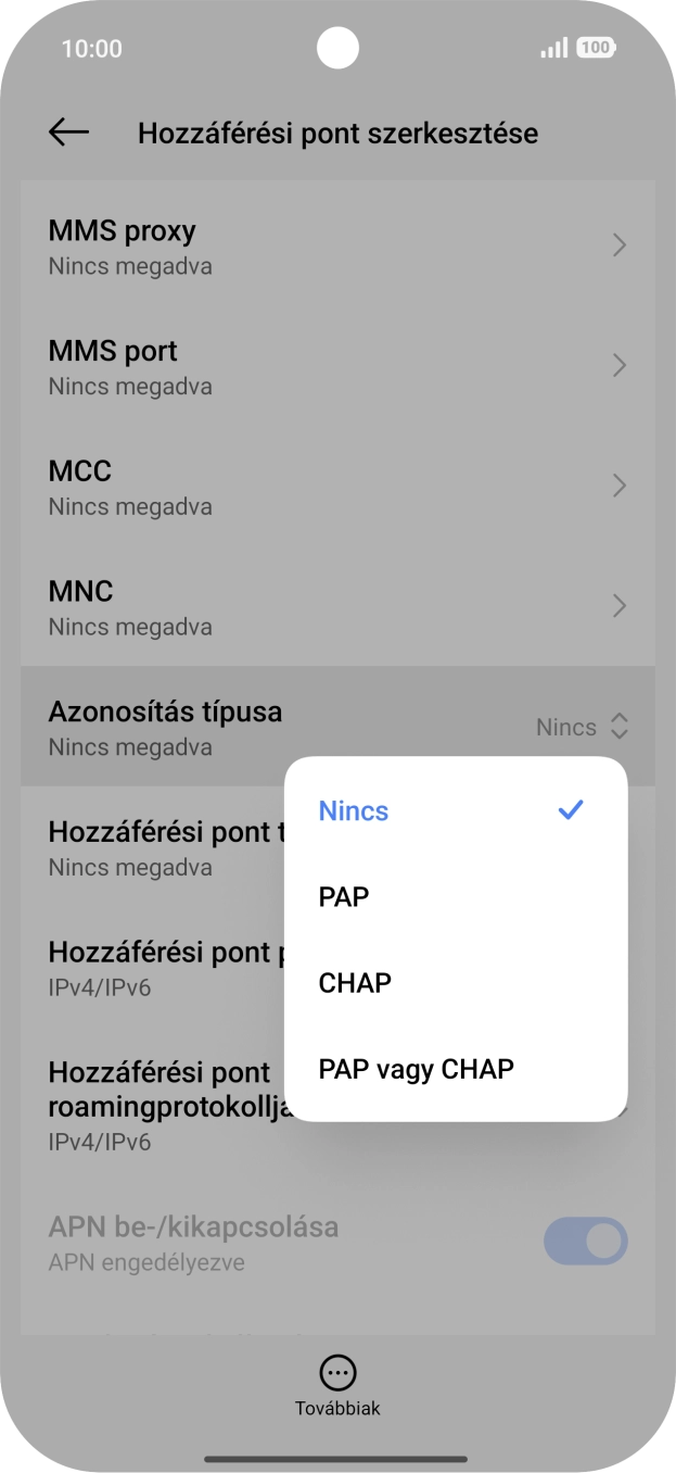 Válaszd a PAP lehetőséget.