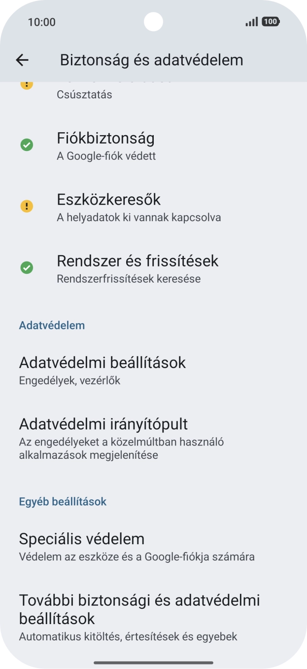 Válaszd a További biztonsági és adatvédelmi beállítások lehetőséget.