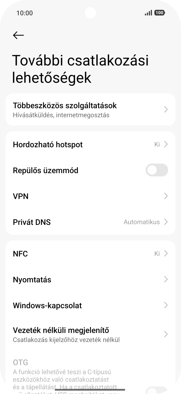Válaszd a Hordozható hotspot lehetőséget. Válaszd a Hordozható hotspot lehetőséget.