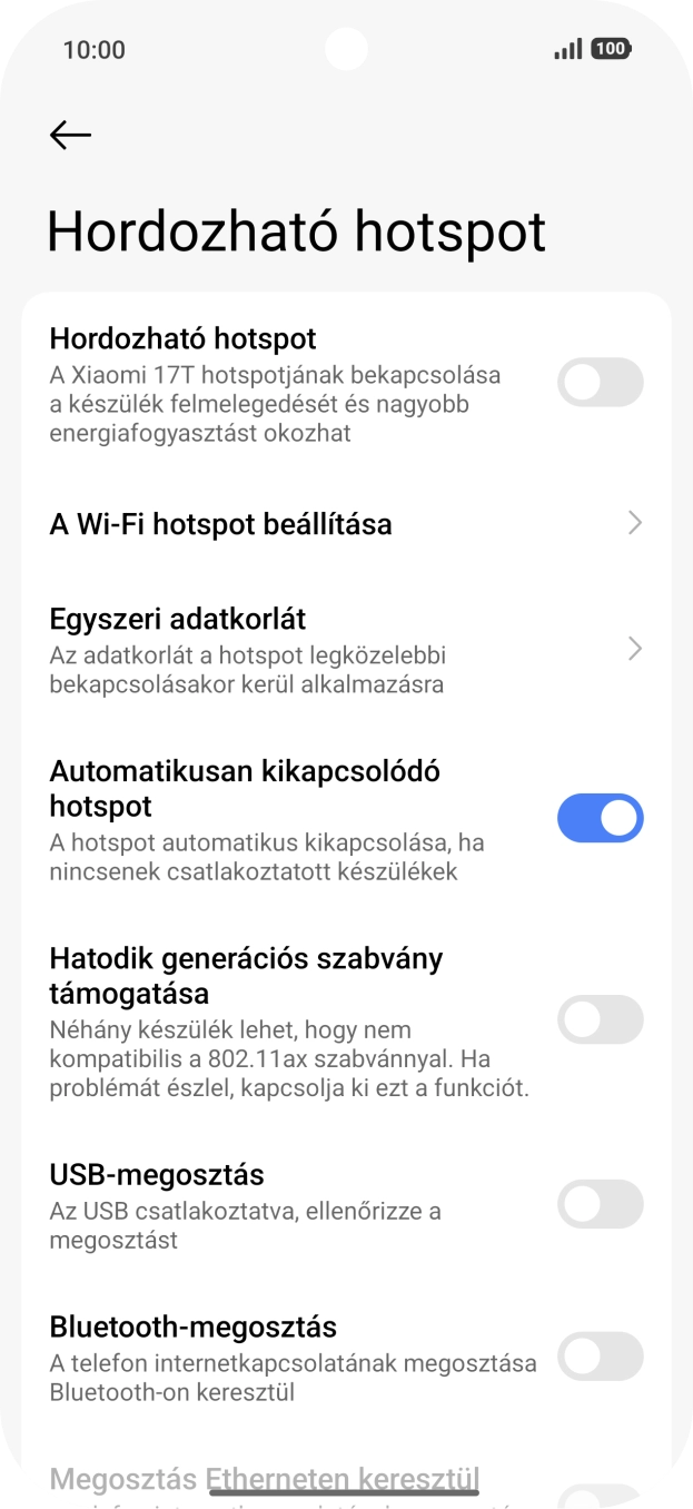 Válaszd a A Wi-Fi hotspot beállítása lehetőséget. Válaszd a A Wi-Fi hotspot beállítása lehetőséget.