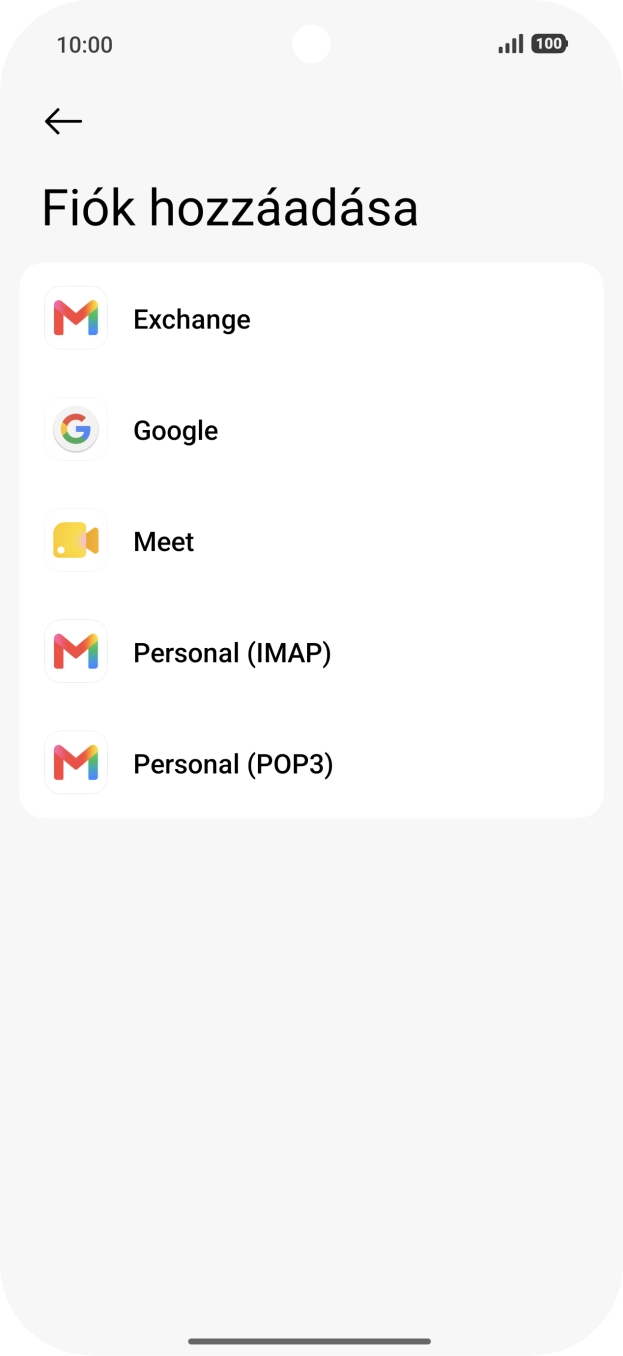 Válaszd a Google lehetőséget.