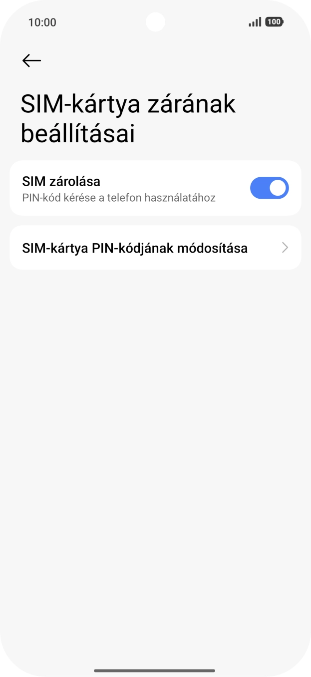 Kattints a „SIM zárolása” melletti csúszkára a funkció be- vagy kikapcsolásához.