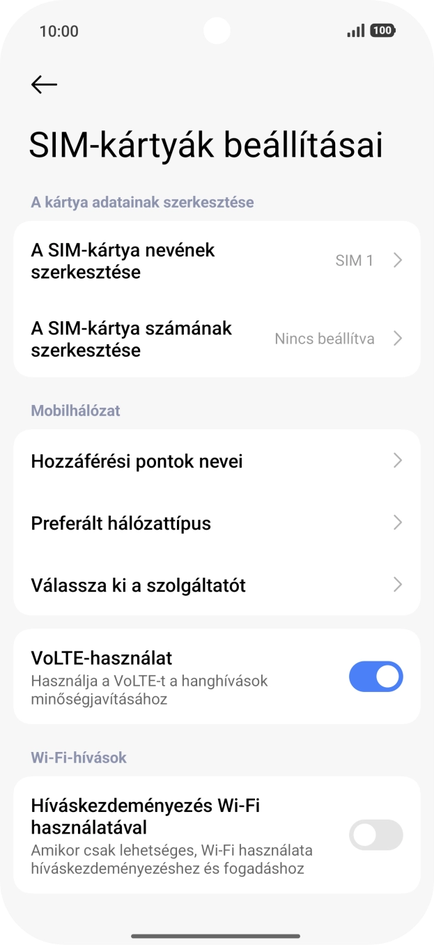 Válaszd a Hozzáférési pontok nevei lehetőséget.