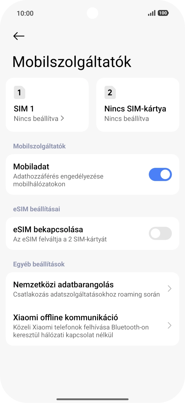 Kattints az „eSIM bekapcsolása” melletti csúszkára. Kattints az „eSIM bekapcsolása” melletti csúszkára.