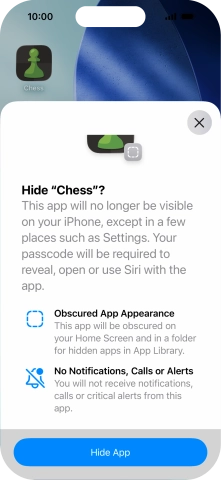 Press Hide App.