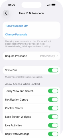 Press Turn Passcode Off and key in the lock code. Press Turn Passcode Off and key in the lock code.