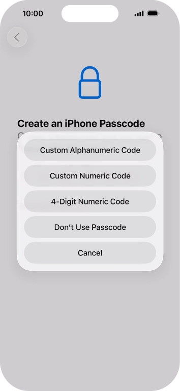 Follow the instructions on the screen to turn on the lock code or press Don't Use Passcode. Follow the instructions on the screen to turn on the lock code or press Don't Use Passcode.