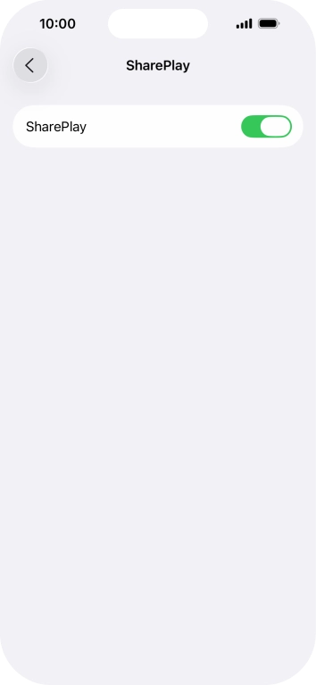 Press the indicator next to 'SharePlay' to turn the function on or off. Press the indicator next to 'SharePlay' to turn the function on or off.