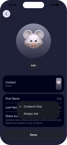 Press the required setting. Press the required setting.