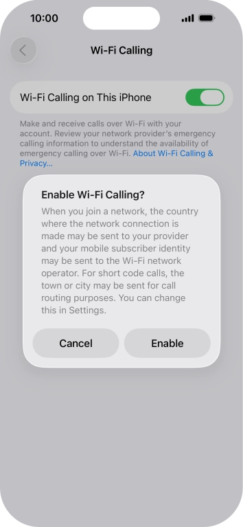 If you turn on the function, press Enable. If you turn on the function, press Enable.