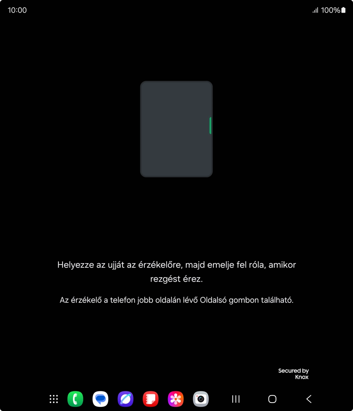 Kövesd a kijelzőn megjelenő utasításokat képernyőzár létrehozásához ujjlenyomattal. Kövesd a kijelzőn megjelenő utasításokat képernyőzár létrehozásához ujjlenyomattal.