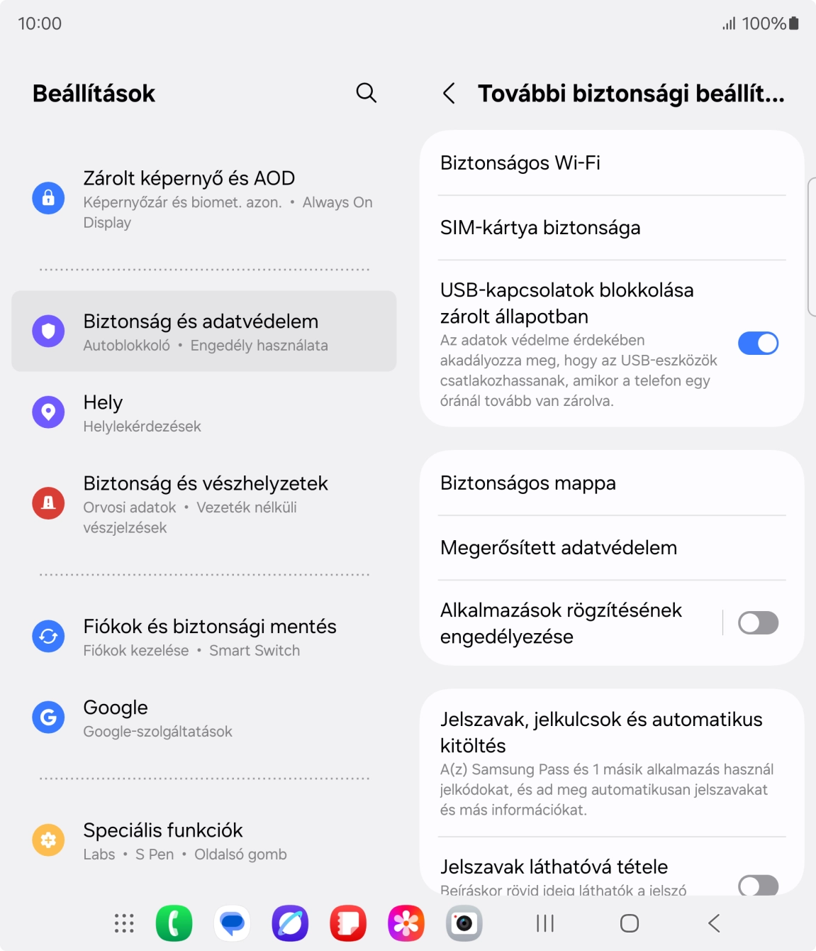 Válaszd a SIM-kártya biztonsága lehetőséget.