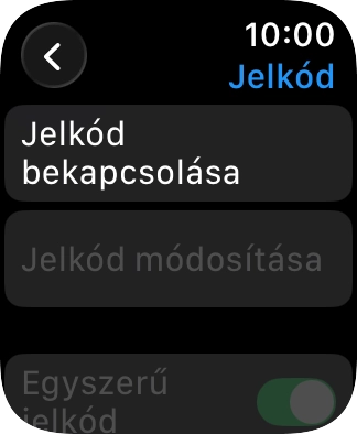 Válaszd a Jelkód bekapcsolása lehetőséget, és írj be kétszer egymás után egy tetszőleges képernyőzárkódot. Válaszd a Jelkód bekapcsolása lehetőséget, és írj be kétszer egymás után egy tetszőleges képernyőzárkódot.