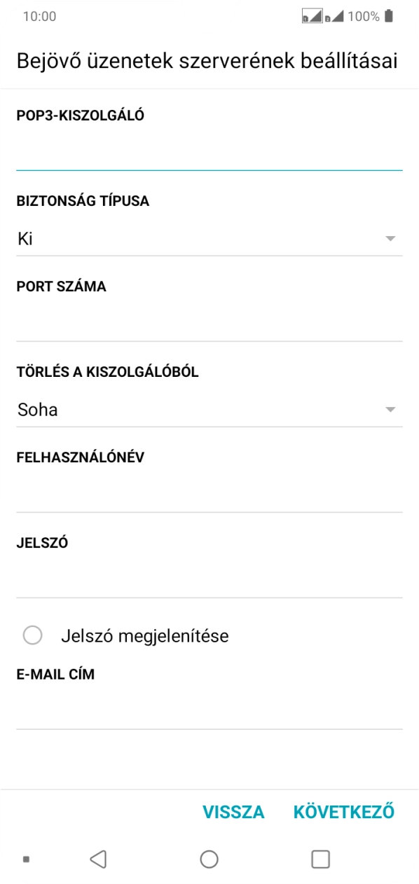 Nyisd le a „BIZTONSÁG TÍPUSA” alatt legördülő menüt.