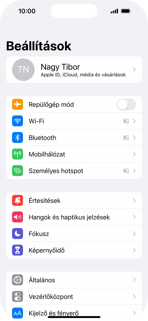 Válaszd a Mobilhálózat lehetőséget.