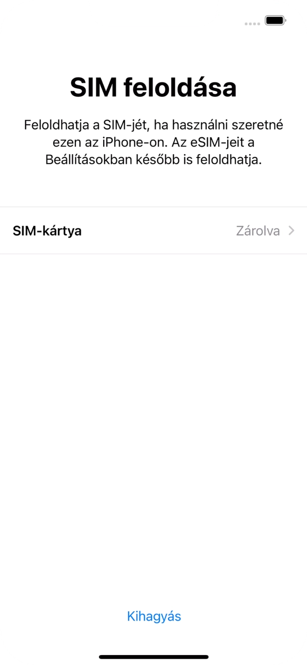 Válaszd a SIM-kártya lehetőséget.
