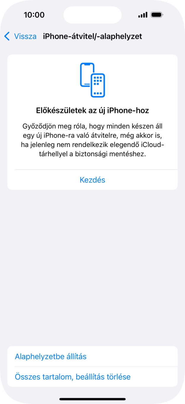 Válaszd az Alaphelyzetbe állítás lehetőséget.