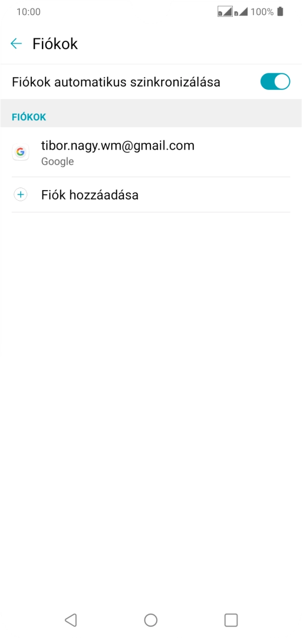 Válaszd a Fiók hozzáadása lehetőséget.