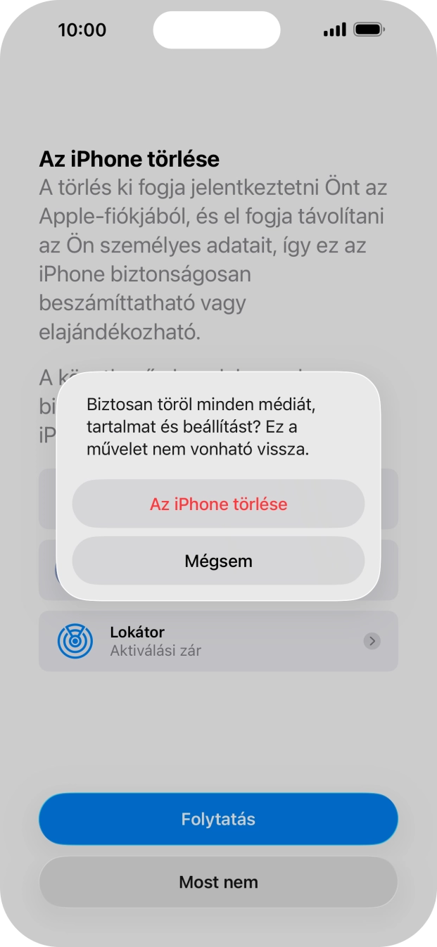 Válaszd Az iPhone törlése lehetőséget.