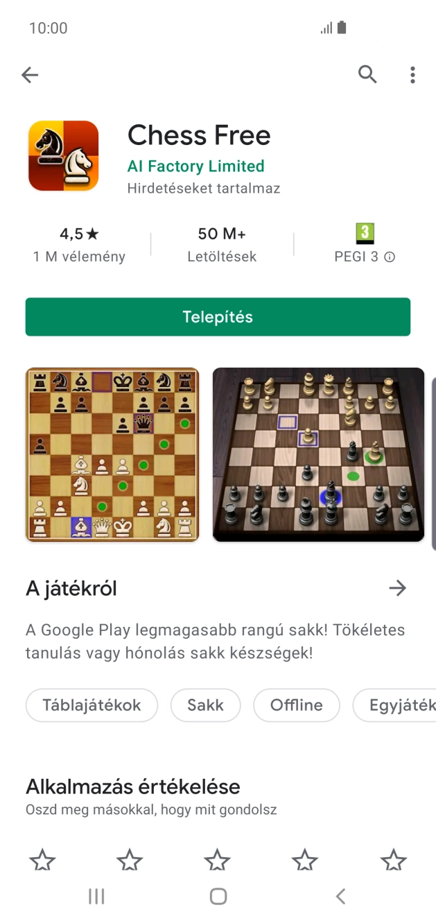 Válaszd a Telepítés lehetőséget, és kövesd a képernyőn megjelenő utasításokat az alkalmazás telepítéséhez. Válaszd a Telepítés lehetőséget, és kövesd a képernyőn megjelenő utasításokat az alkalmazás telepítéséhez.