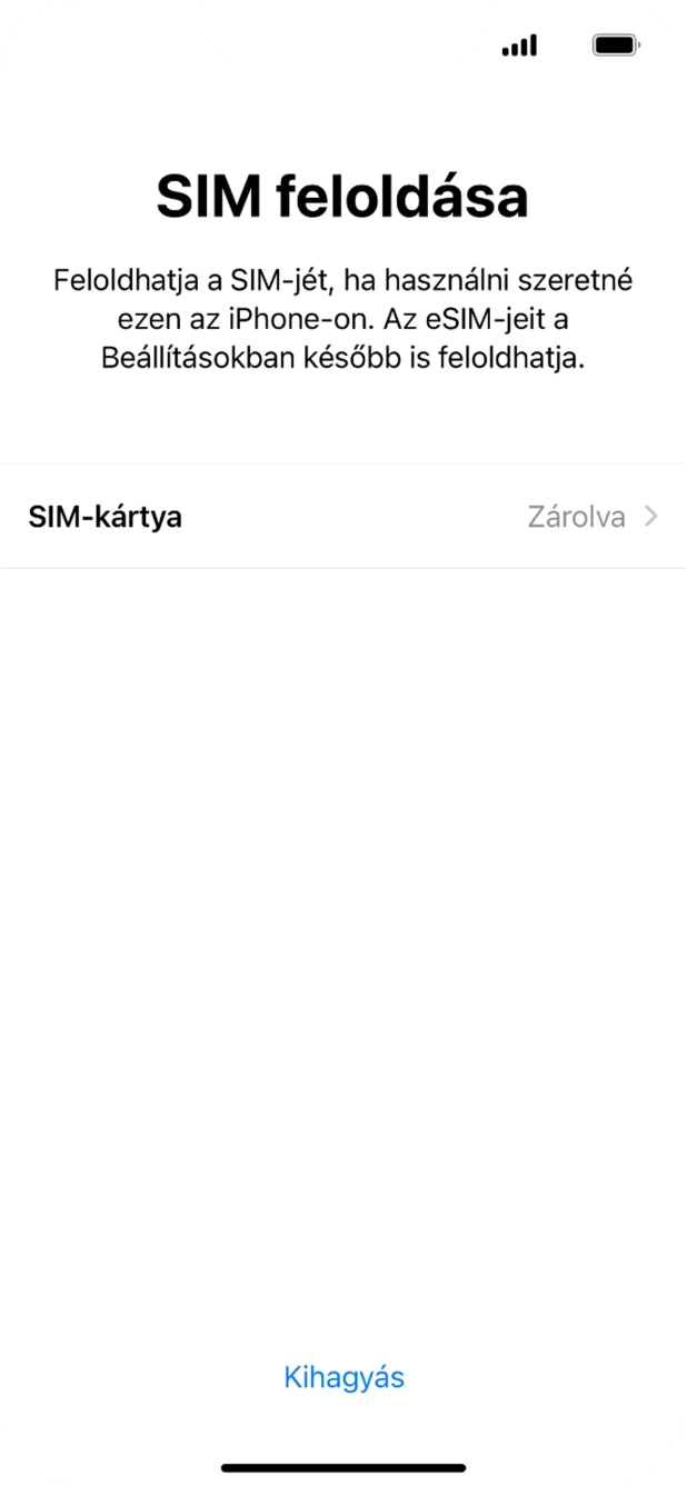 Válaszd a SIM-kártya lehetőséget.