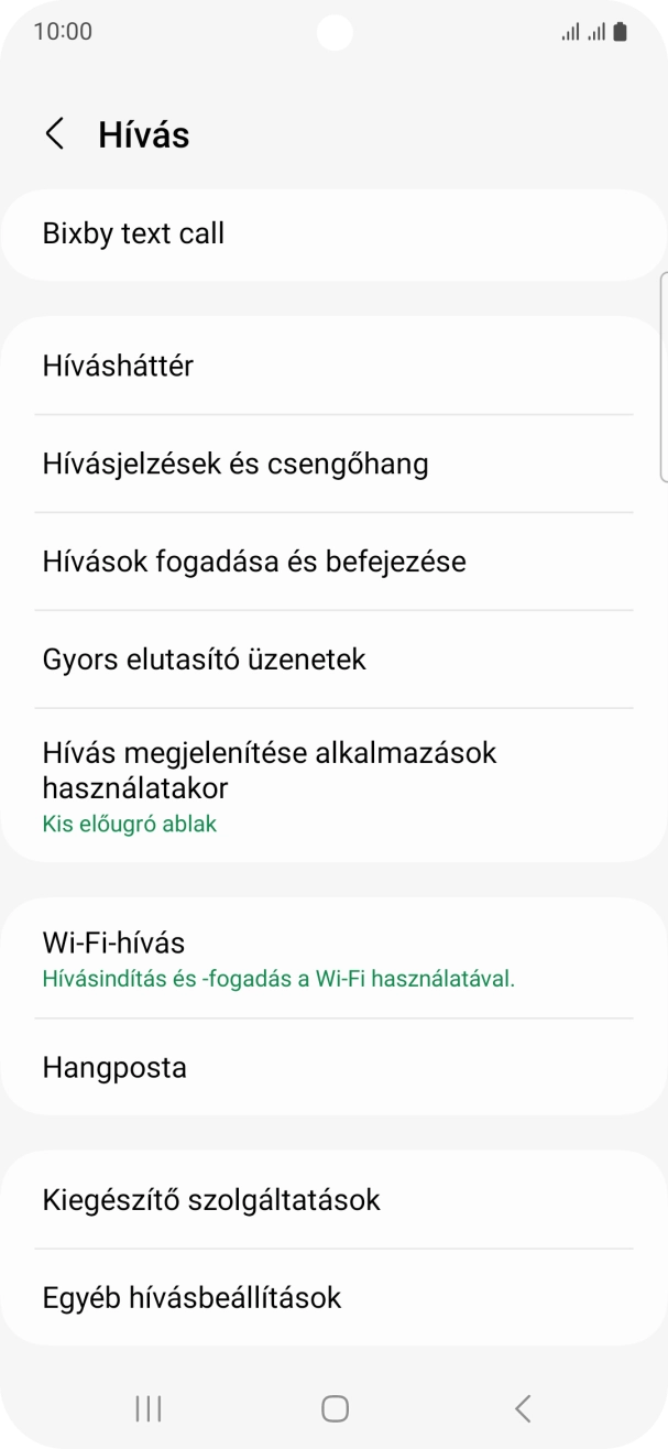 Válaszd a Kiegészítő szolgáltatások lehetőséget.