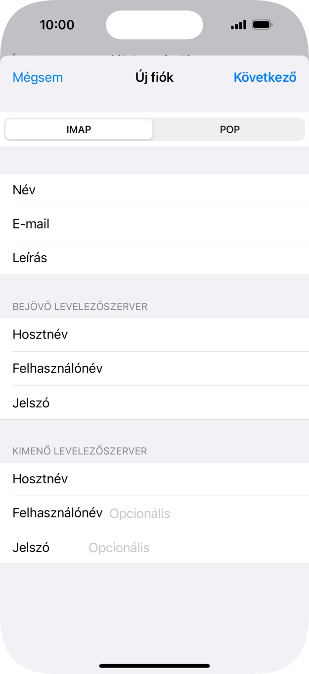 Kattints a Felhasználónév mezőre, és írd be az e-mail-fiókodhoz tartozó felhasználónevet.