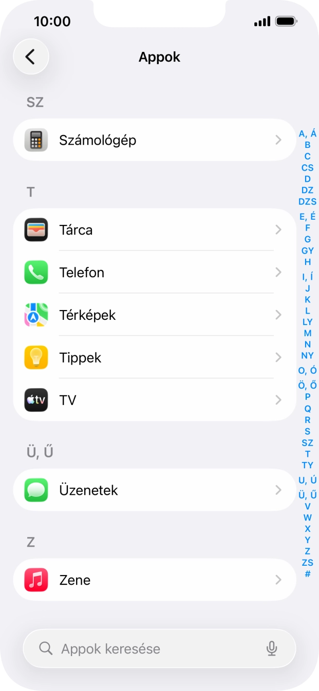 Válaszd az Üzenetek lehetőséget. Válaszd az Üzenetek lehetőséget.