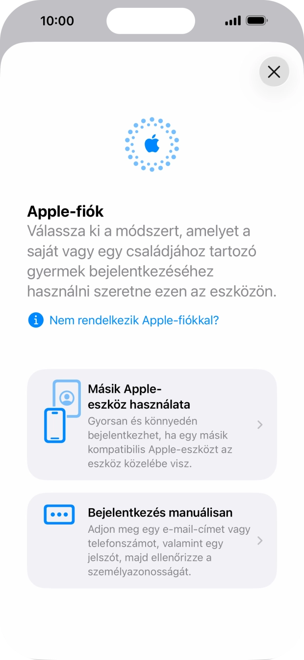 Válaszd a Bejelentkezés manuálisan lehetőséget.