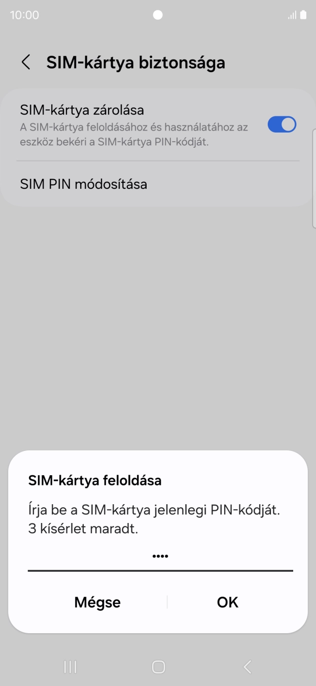 Írd be a PIN-kódot, és válaszd az OK lehetőséget.