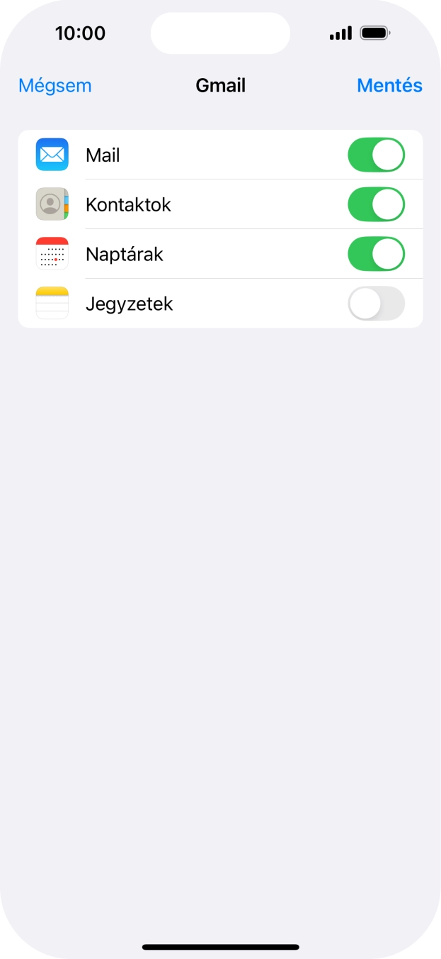 Amennyiben a kijelzőn ez a képernyőkép látható, az e-mail-fiókodat felismerte a rendszer, és automatikusan beállította. Kövesd a képernyőn megjelenő utasításokat további adatok csatolásához, és fejezd be az új fiók létrehozását.