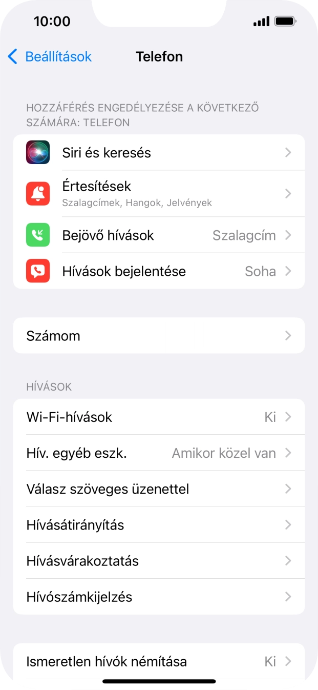Válaszd a Hívószámkijelzés lehetőséget.