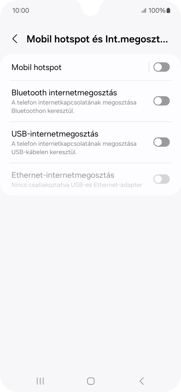 Válaszd a Mobil hotspot lehetőséget. Válaszd a Mobil hotspot lehetőséget.