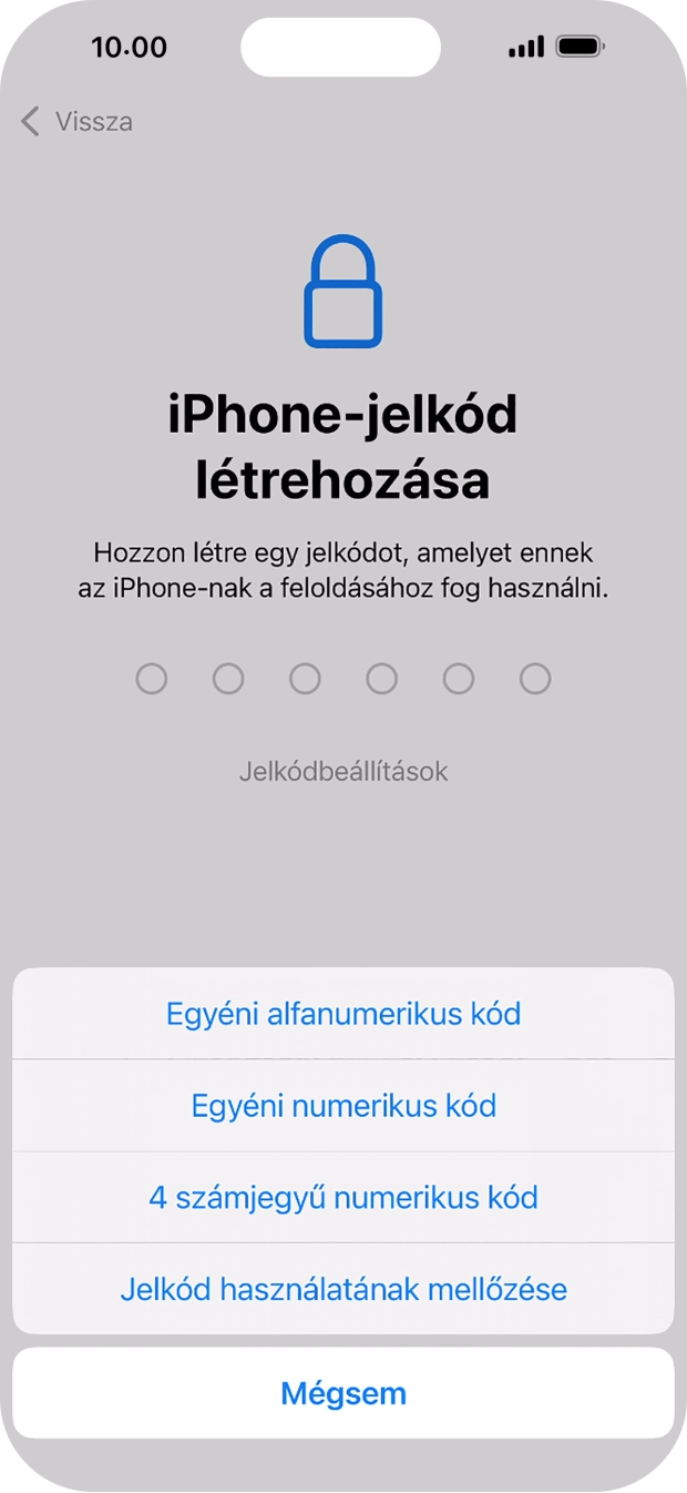 A képernyőzár használatának bekapcsolásához kövesd a képernyőn megjelenő utasításokat, vagy válaszd a Jelkód használatának mellőzése lehetőséget.