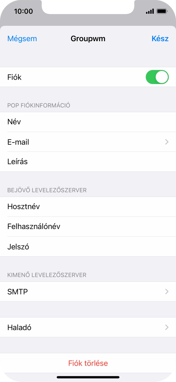 Válaszd az SMTP lehetőséget.