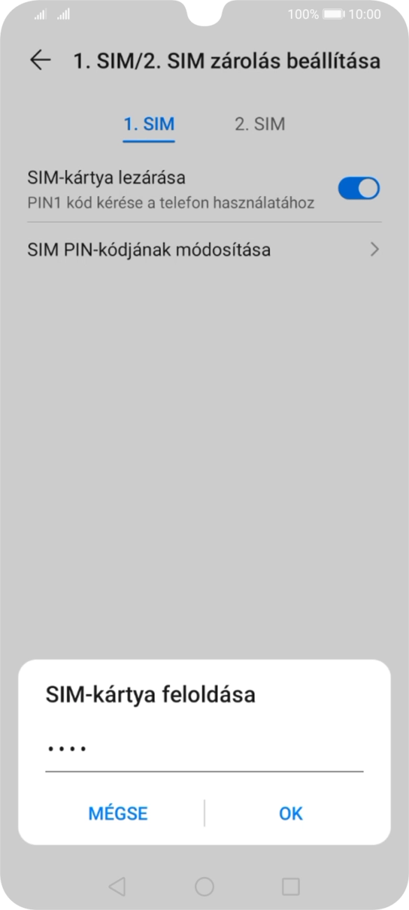 Írd be a PIN-kódot, és válaszd az OK lehetőséget.