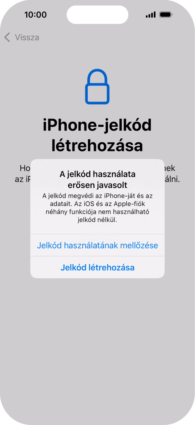 Ha kikapcsolod a funkciót, válaszd a Jelkód használatának mellőzése lehetőséget.
