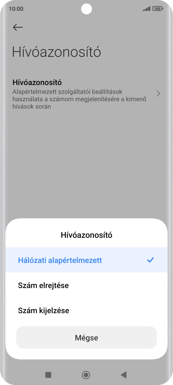 Válaszd a Szám kijelzése lehetőséget a hívószámküldés bekapcsolásához.