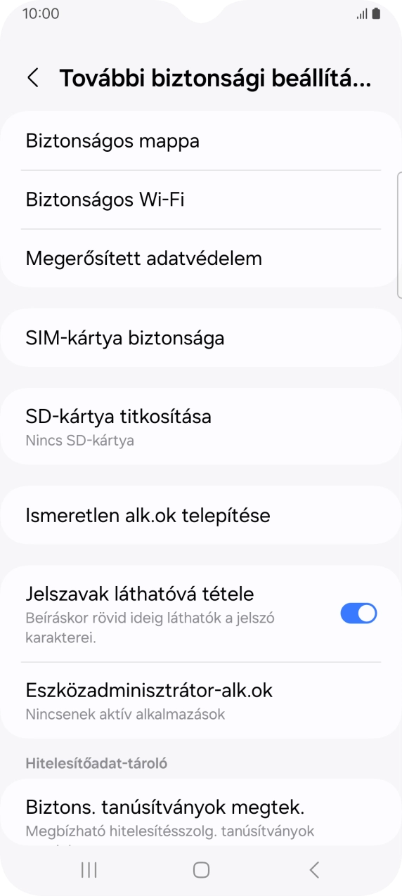 Válaszd a SIM-kártya biztonsága lehetőséget. Válaszd a SIM-kártya biztonsága lehetőséget.