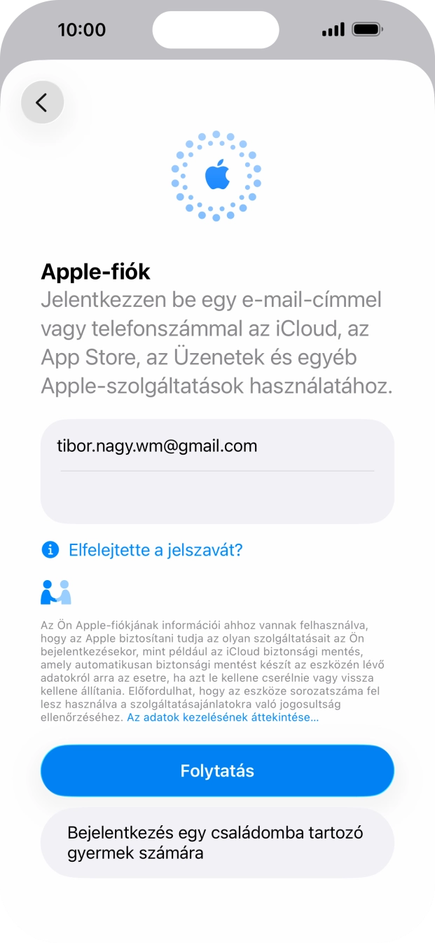 Válaszd a Folytatás lehetőséget.