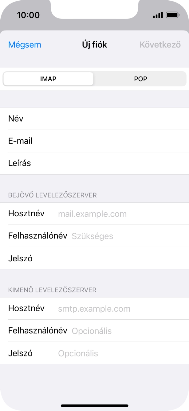 Válaszd az IMAP lehetőséget.