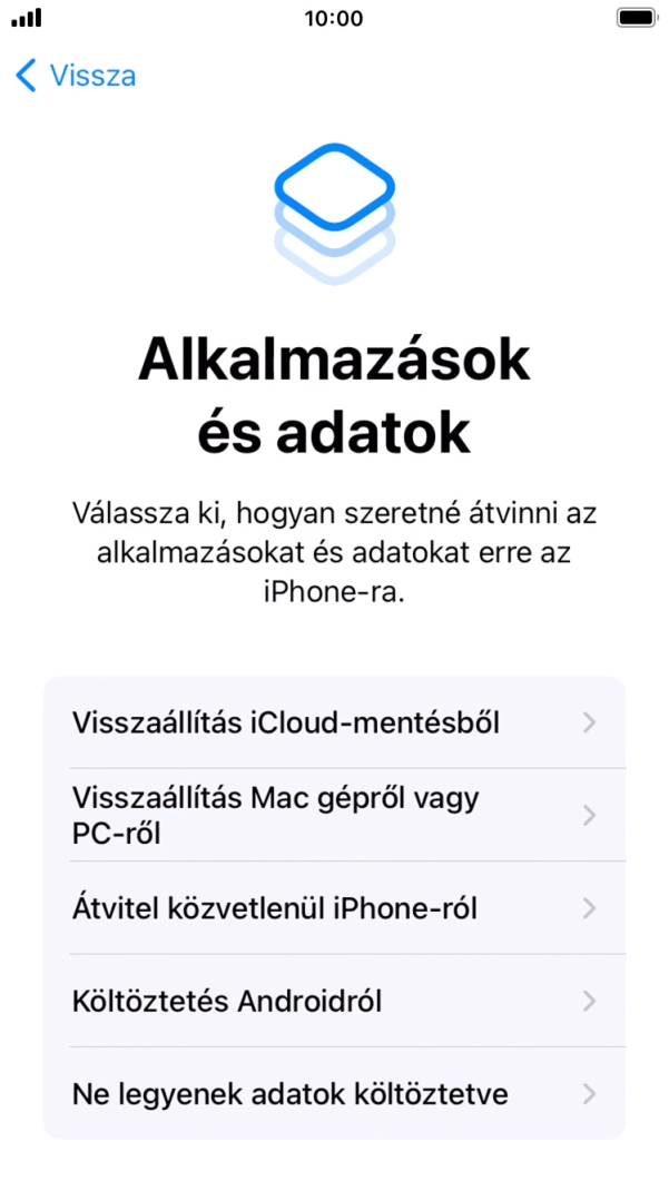 Válaszd a Ne legyenek adatok költöztetve lehetőséget, és kövesd a képernyőn megjelenő utasításokat az aktiválás befejezéséhez. Válaszd a Ne legyenek adatok költöztetve lehetőséget, és kövesd a képernyőn megjelenő utasításokat az aktiválás befejezéséhez.