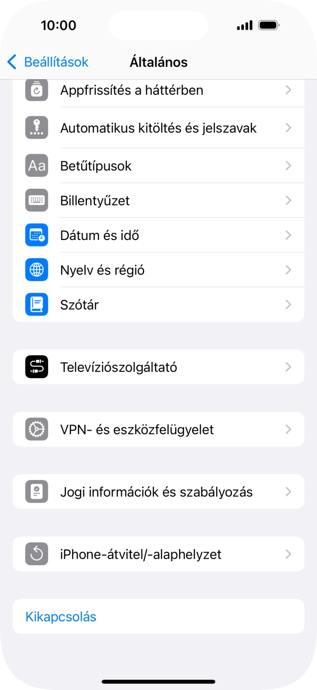 Válaszd az „iPhone-átvitel/-alaphelyzet” lehetőséget.