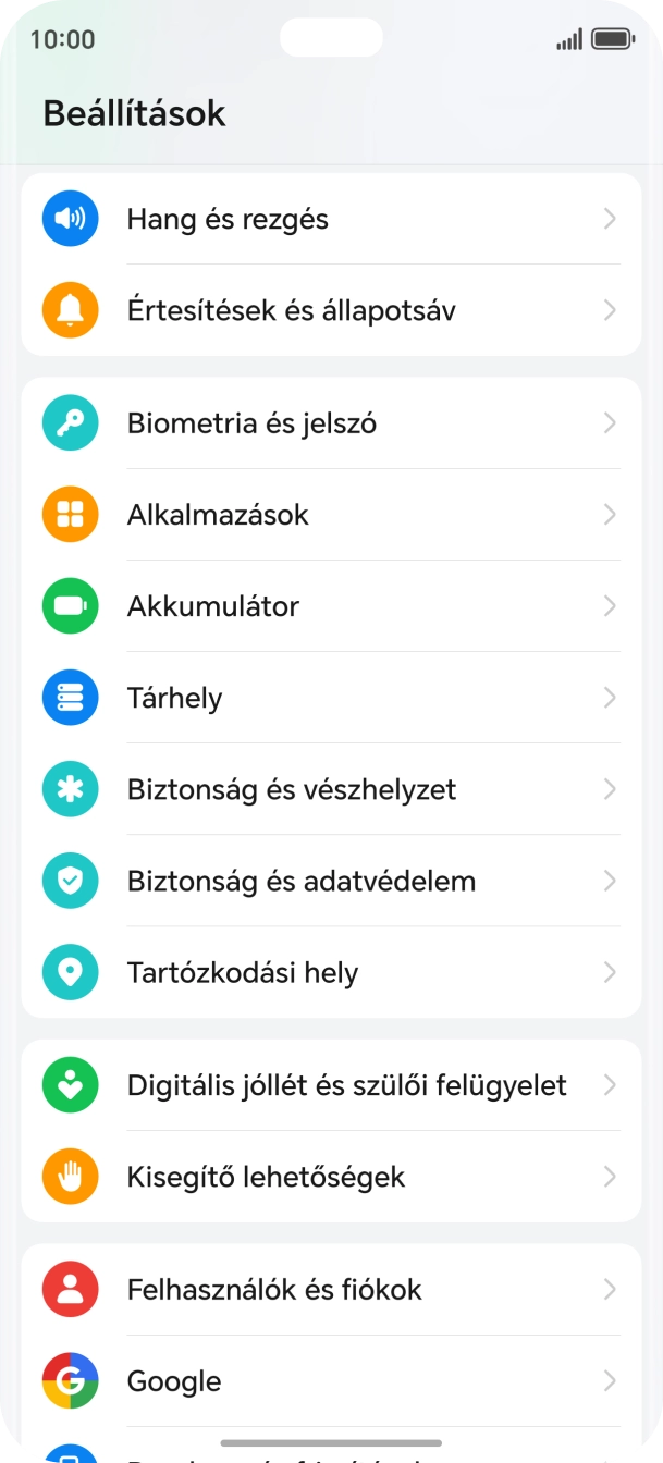 Válaszd a „Biometria és jelszó” lehetőséget.